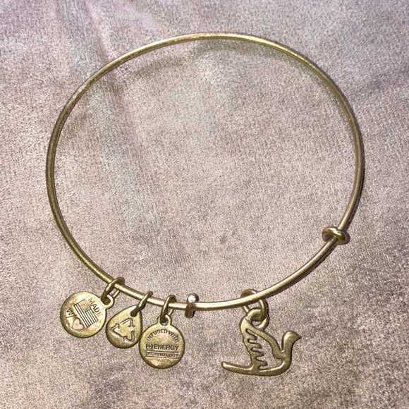 Alex and Ani Jewelry - Alex and Ani Dove Bird Gold Charm Bracelet adjustable Bangle boho glam
